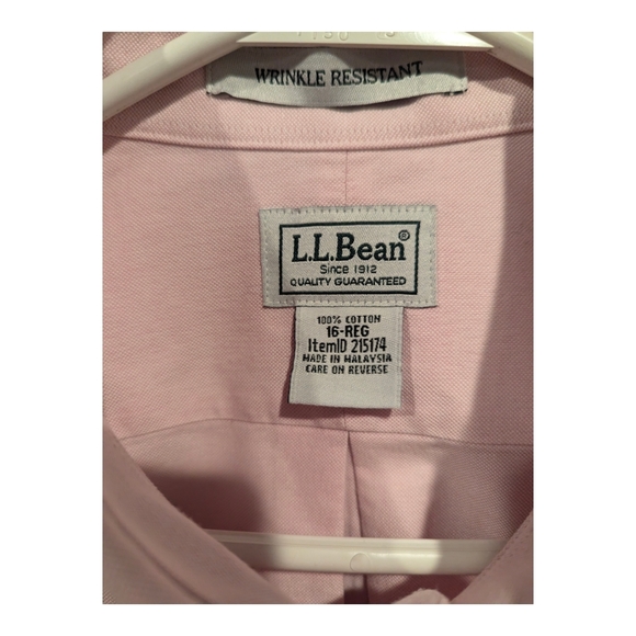 LL Bean Wrinkle Resistant short sleeve pink button shirt. #215174 Men's size 16 - Picture 4 of 6